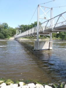 The historic pedestrian bridge in Granite Falls, MN